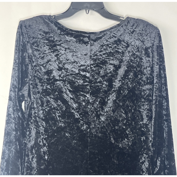 VTG Molly Malloy Velvet Dress 16 Black Crushed Velvet Beaded Whimsi Goth Witchy - Picture 4 of 14